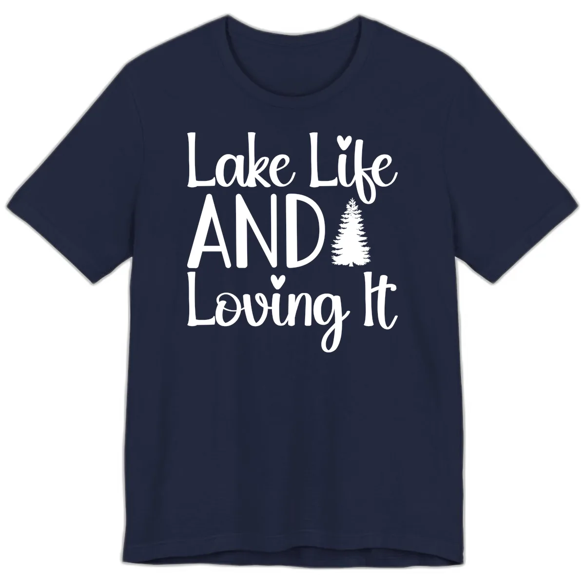 Lake Life And Loving It Typography Premium T-Shirt in Navy