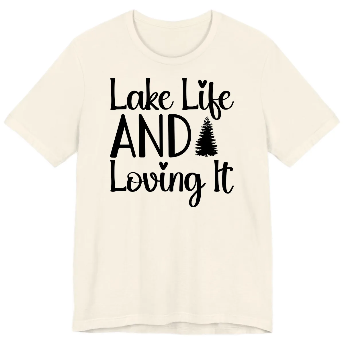 Lake Life And Loving It Typography Premium T-Shirt in Natural