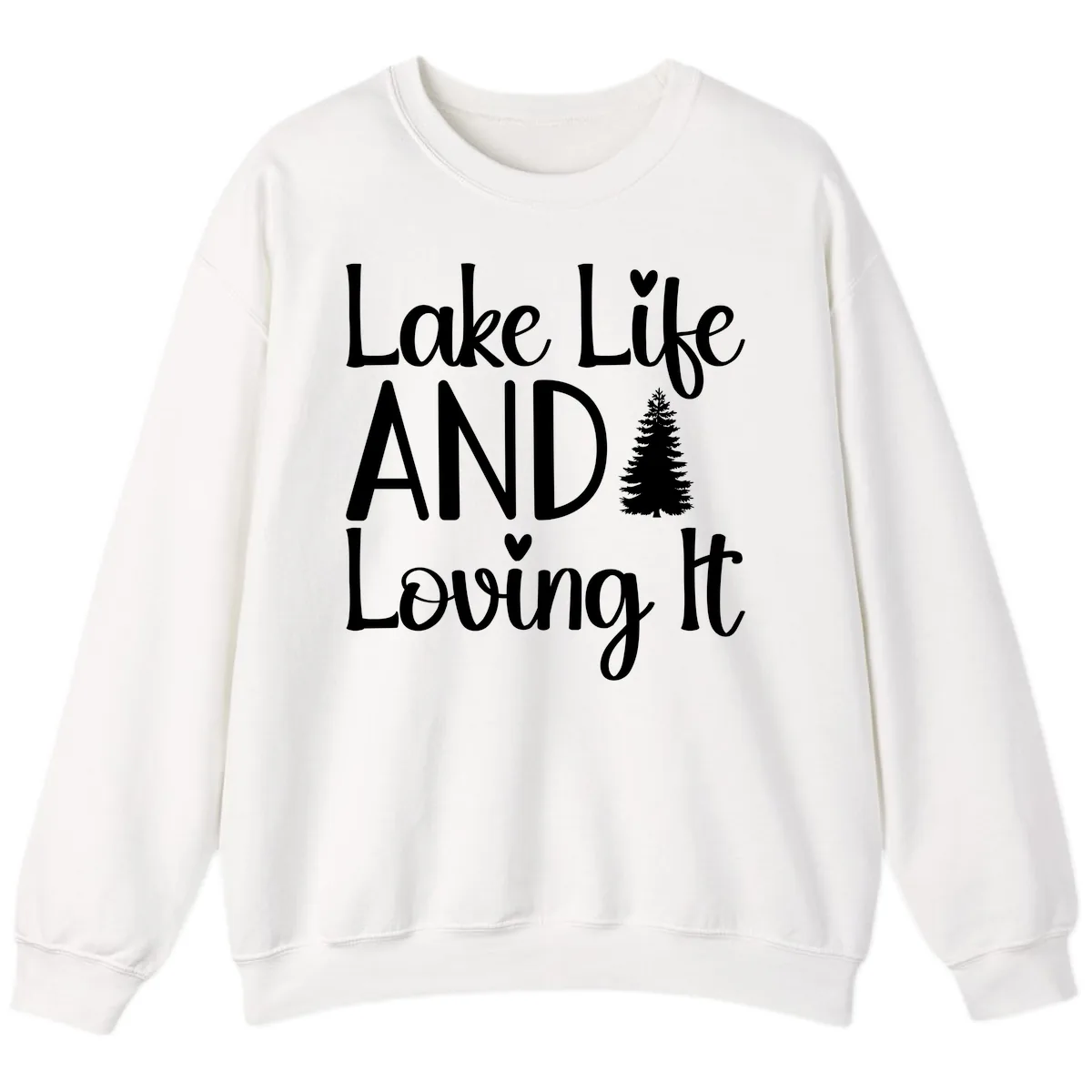 Lake Life And Loving It Typography Sweatshirt in White
