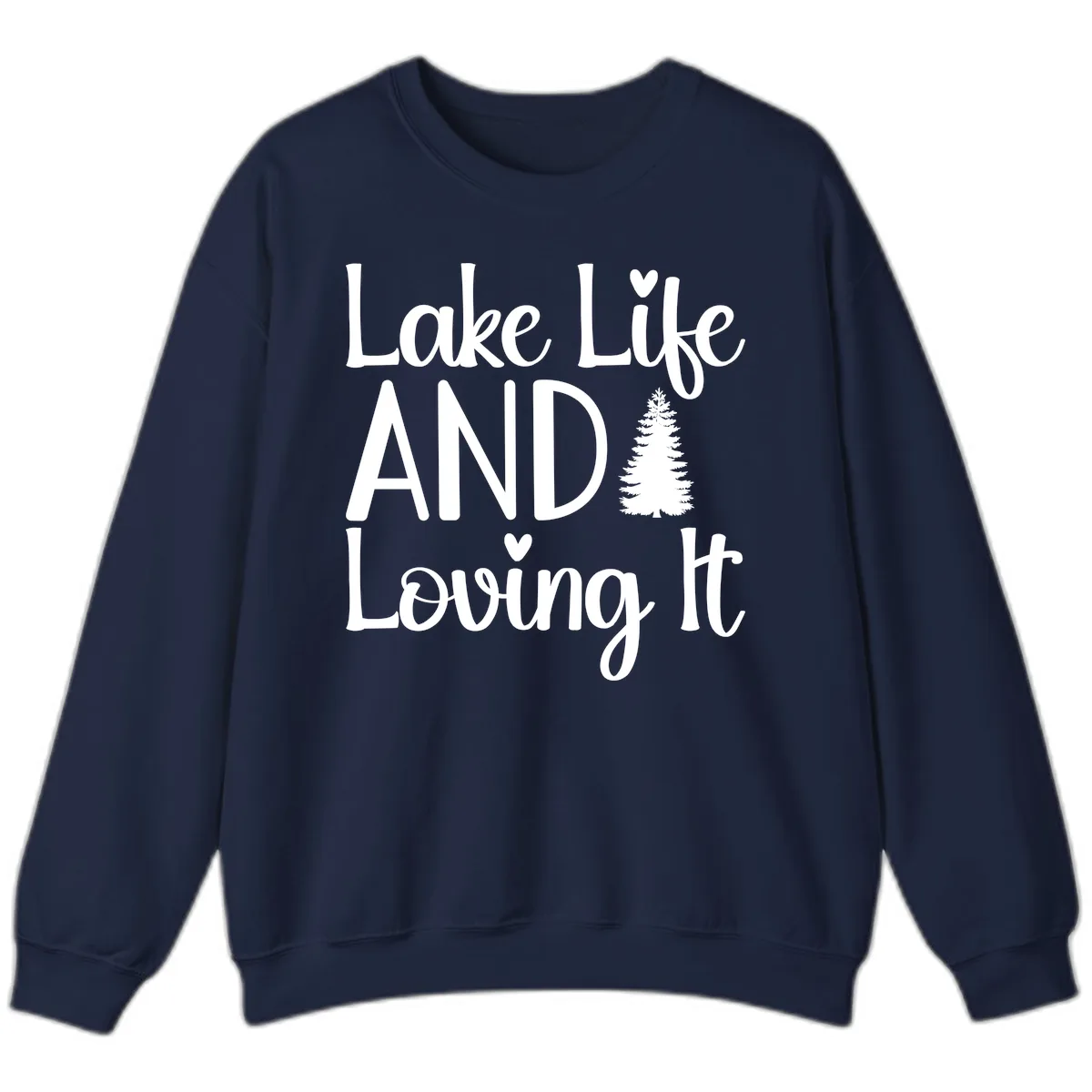 Lake Life And Loving It Typography Sweatshirt in Navy