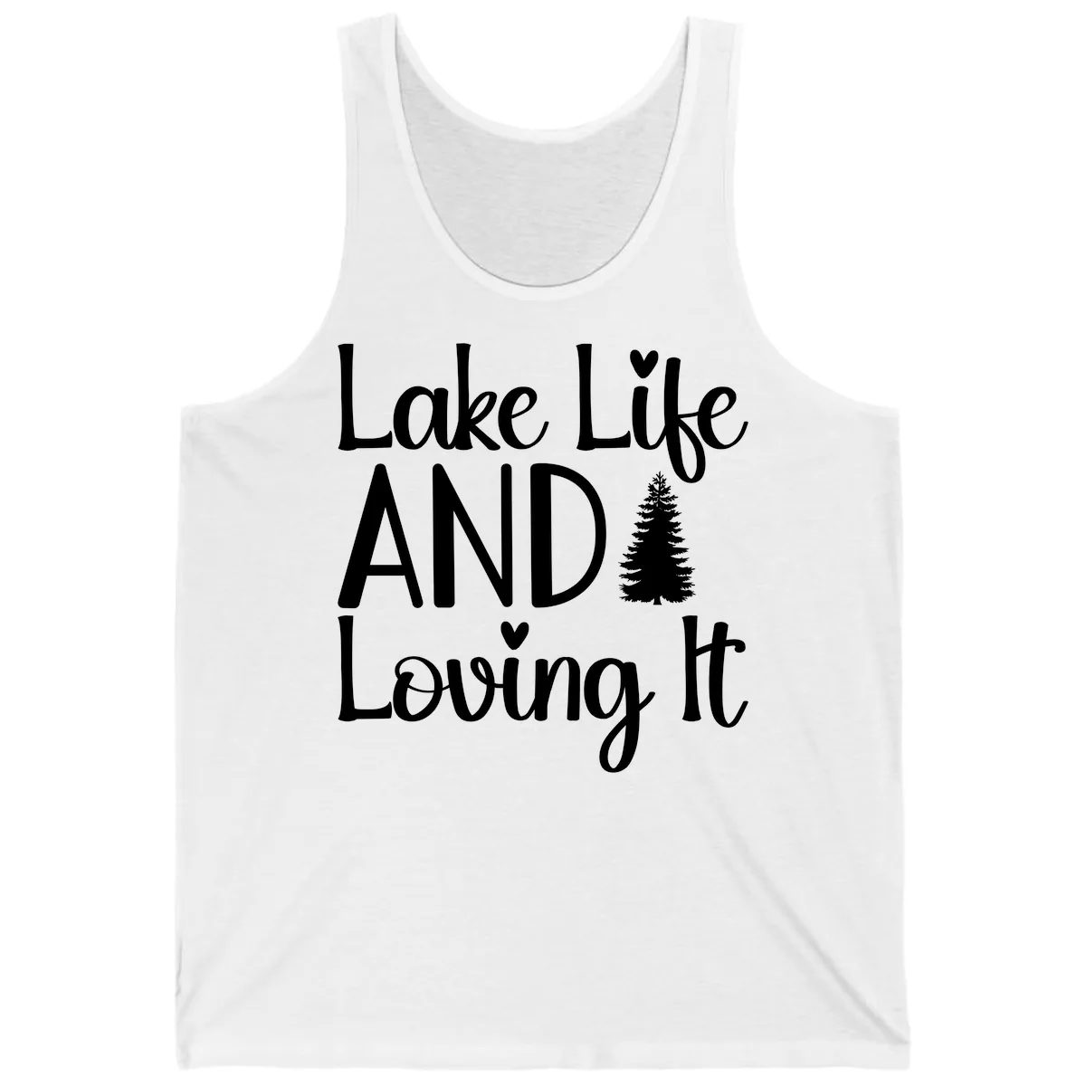 Lake Life And Loving It Typography Tank in White