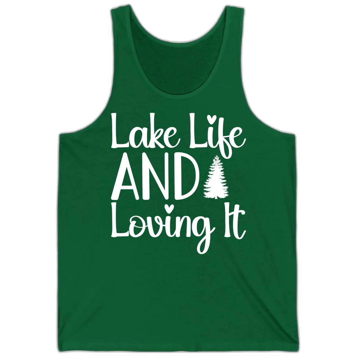 Lake Life And Loving It Typography Tank in Kelly