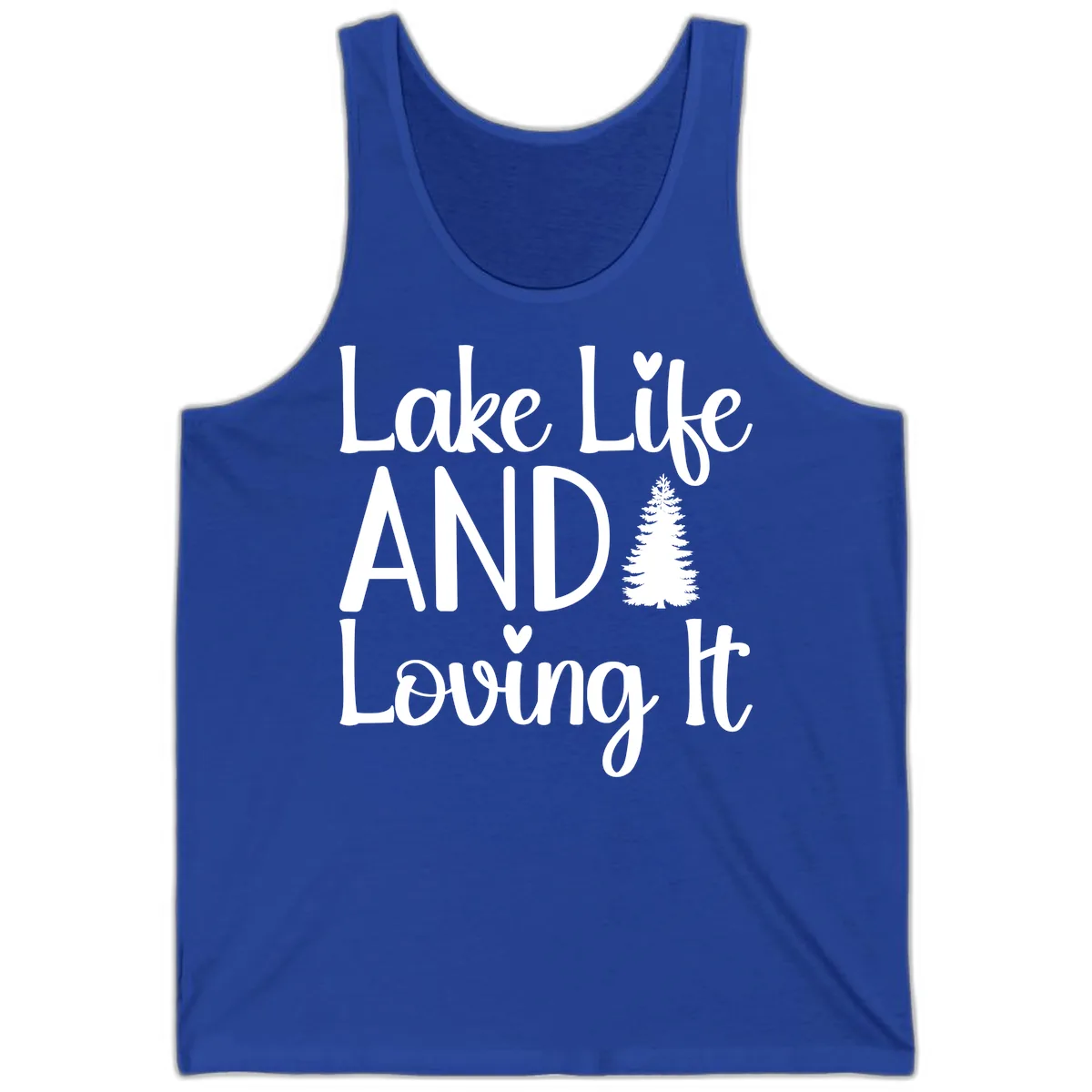 Lake Life And Loving It Typography Tank in True Royal