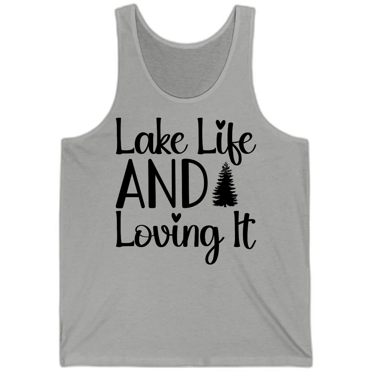 Lake Life And Loving It Typography Tank in Athletic Heather