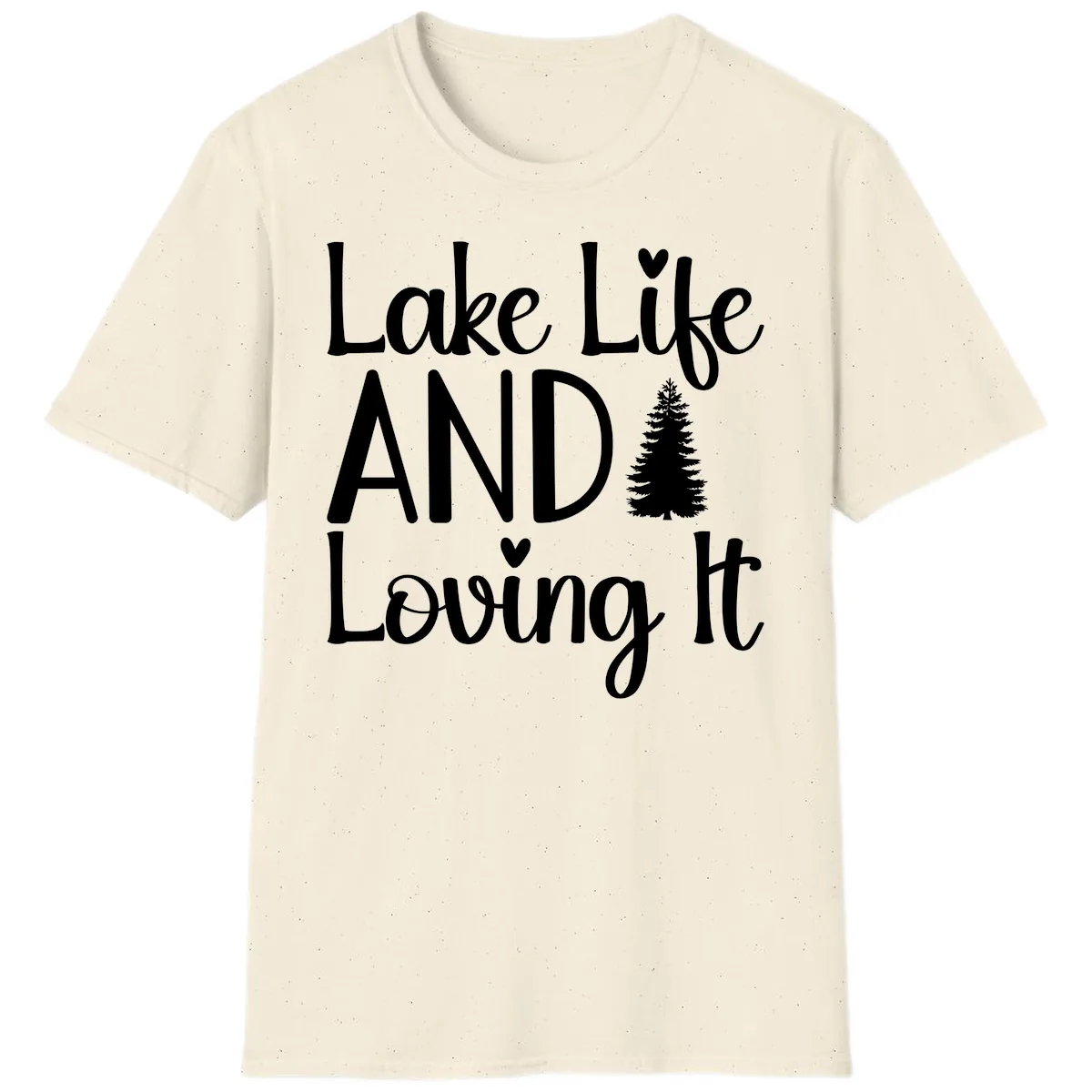 Lake Life And Loving It Typography T-Shirt in Natural