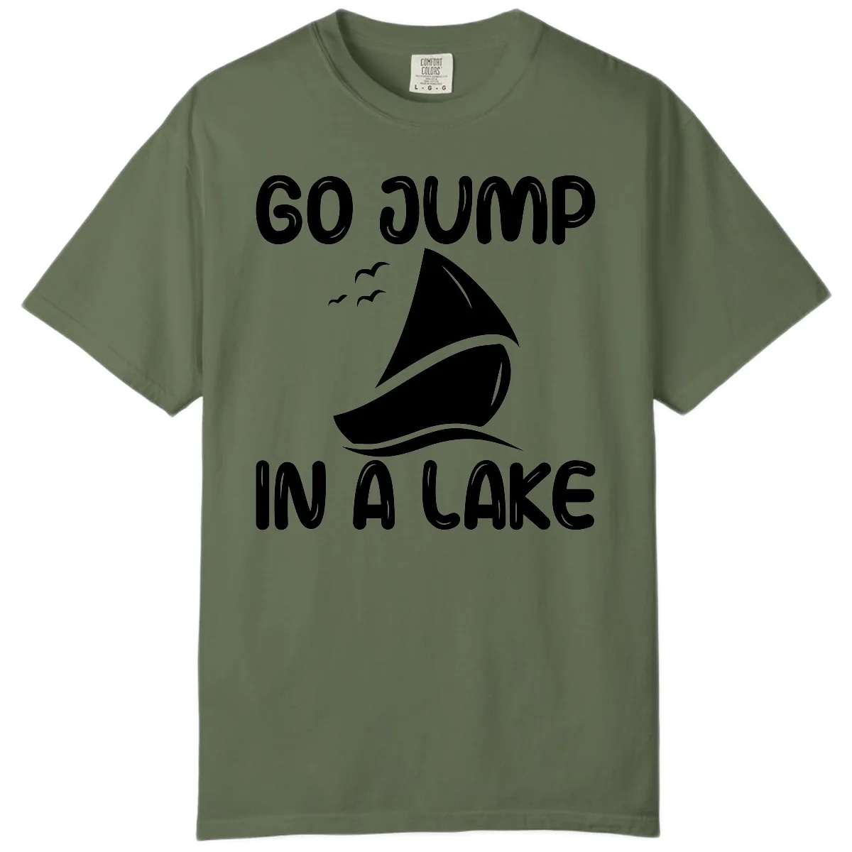 Go Jump In A Lake Sailboat Comfort Color in Sage