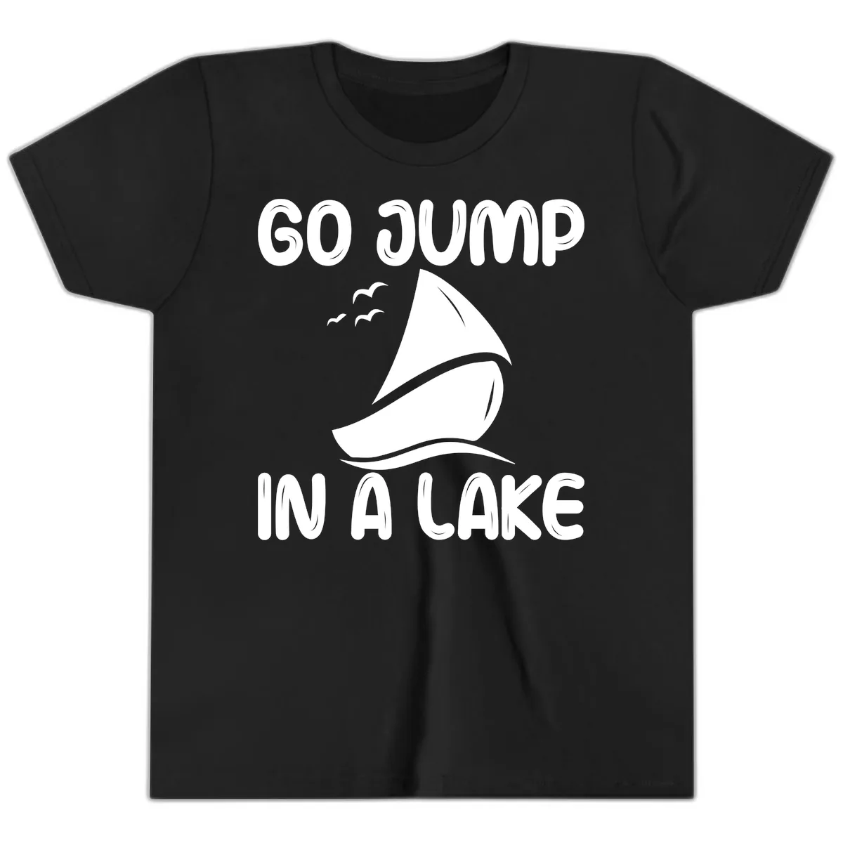 Go Jump In A Lake Sailboat Youth T-Shirt in Black