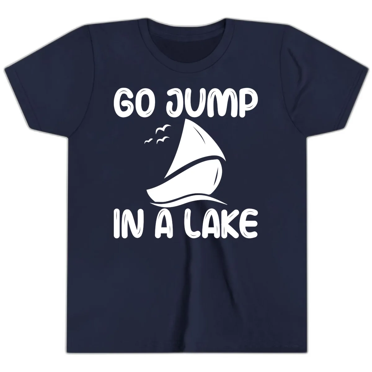 Go Jump In A Lake Sailboat Youth T-Shirt in Navy