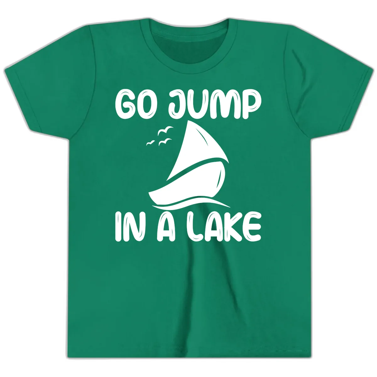 Go Jump In A Lake Sailboat Youth T-Shirt in Kelly