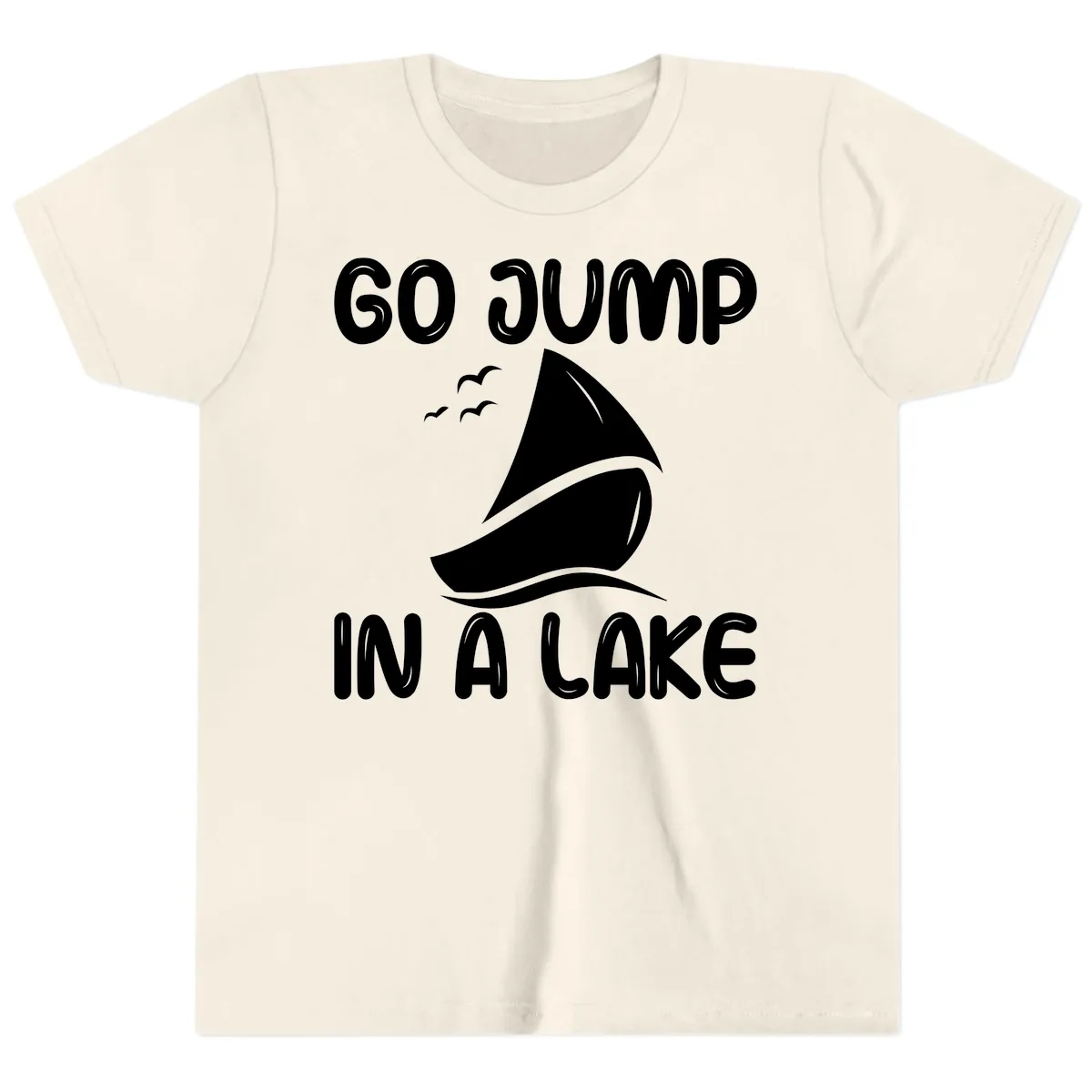 Go Jump In A Lake Sailboat Youth T-Shirt in Natural
