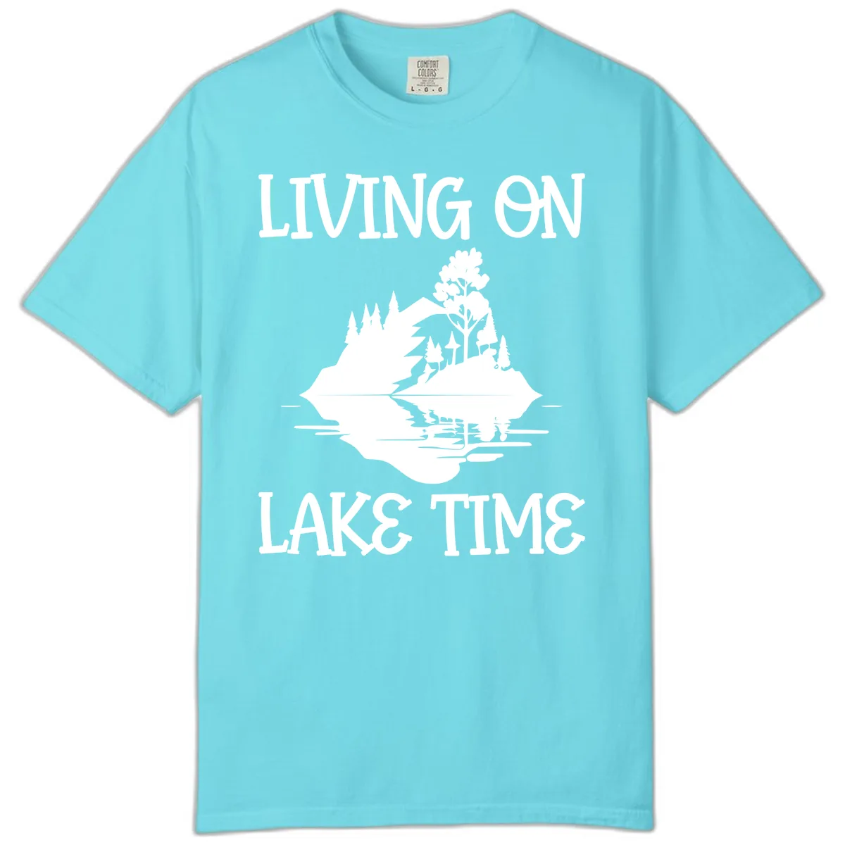 Living On Lake Time Scenic Design Comfort Color in Lagoon Blue