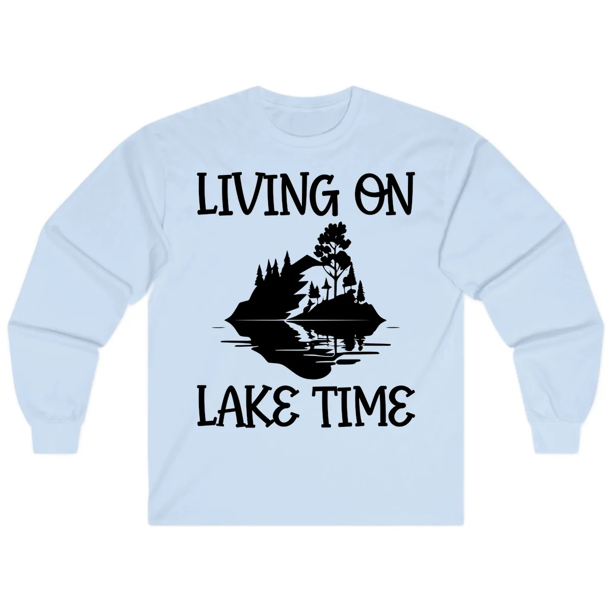 Living On Lake Time Scenic Design Long Sleeve in Light Blue