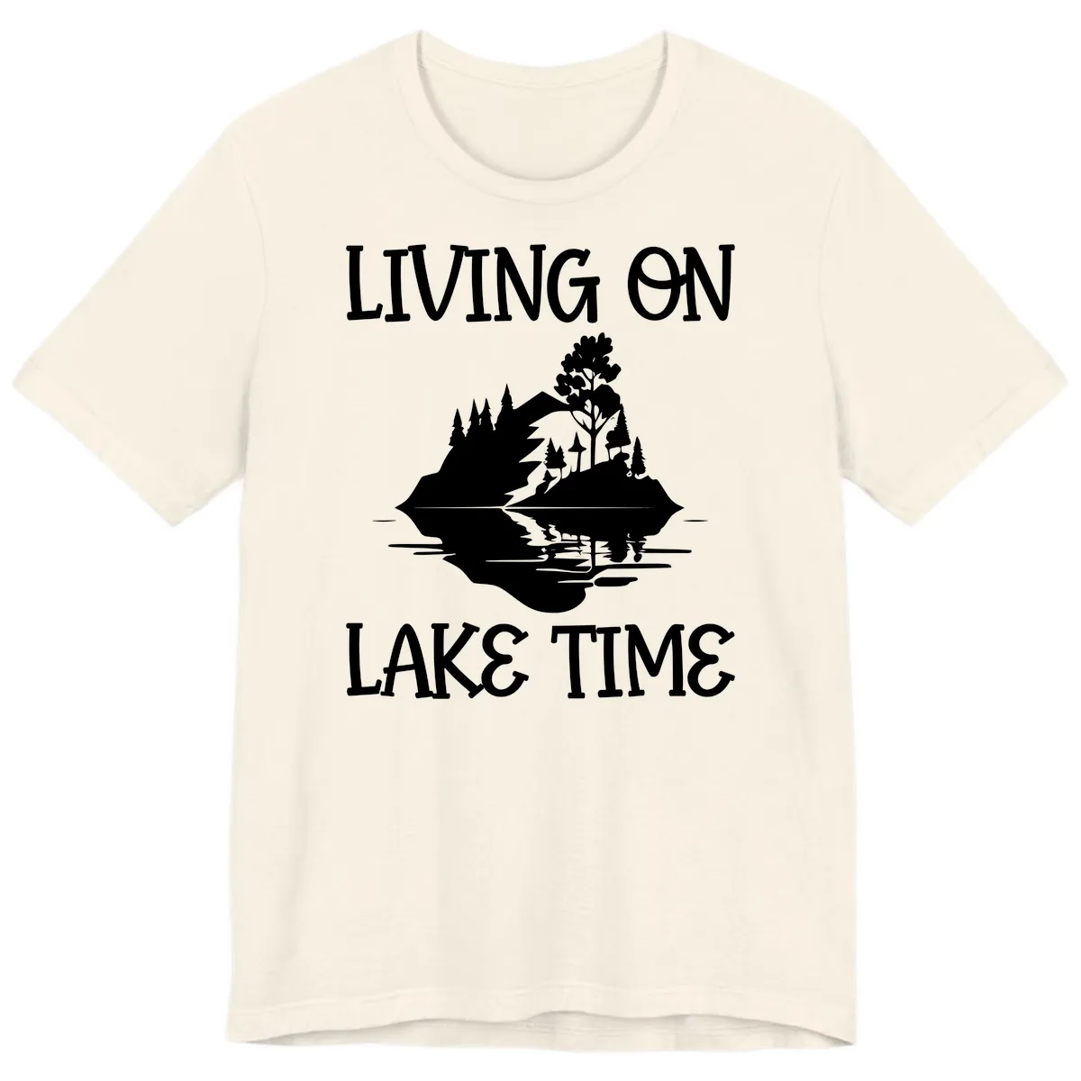 Living On Lake Time Scenic Design Premium T-Shirt in Natural