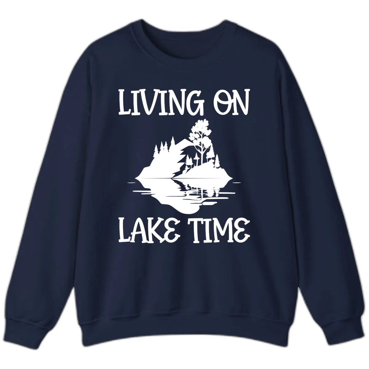 Living On Lake Time Scenic Design Sweatshirt in Navy