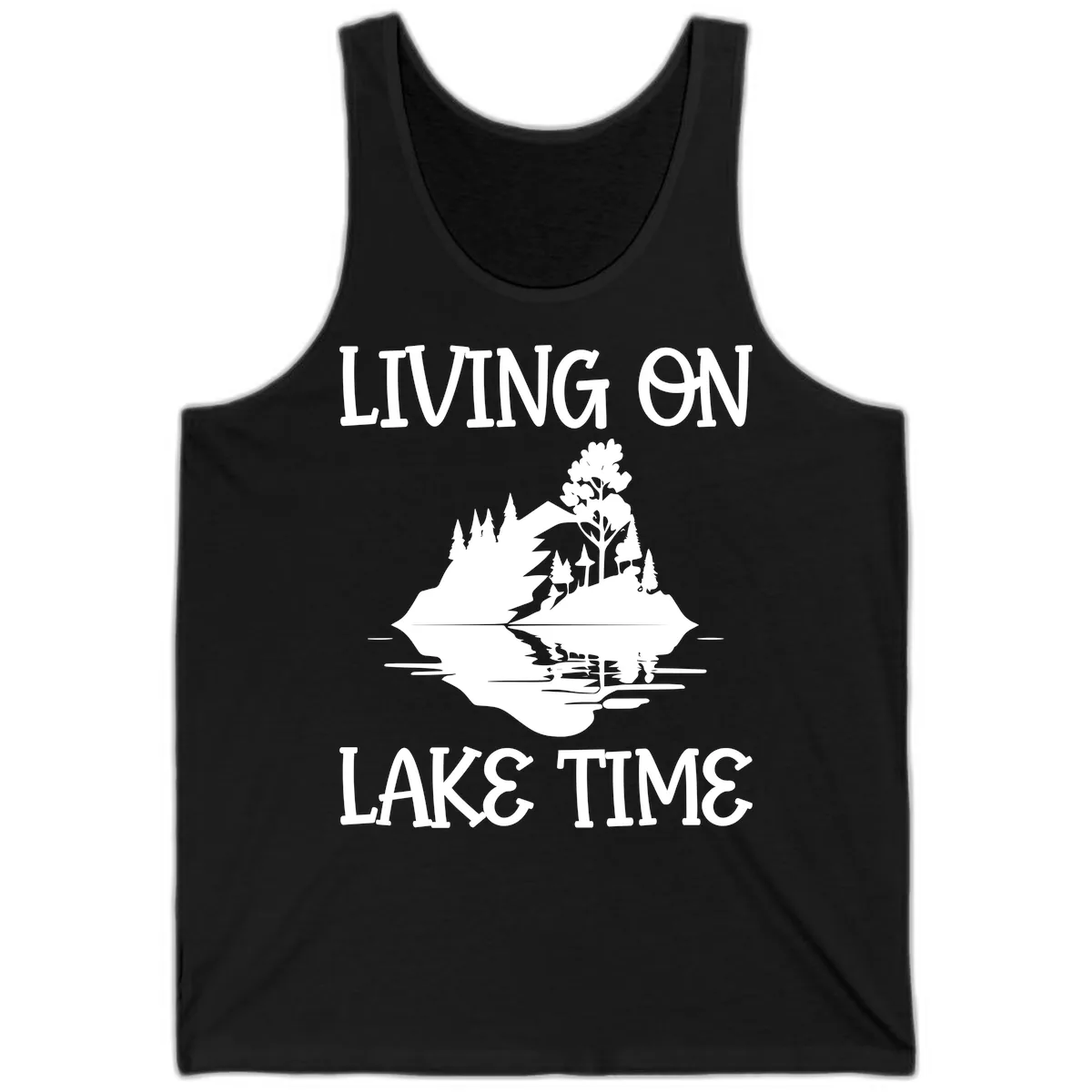 Living On Lake Time Scenic Design Tank in Black