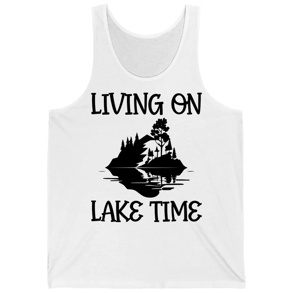 Living On Lake Time Scenic Design Tank in White