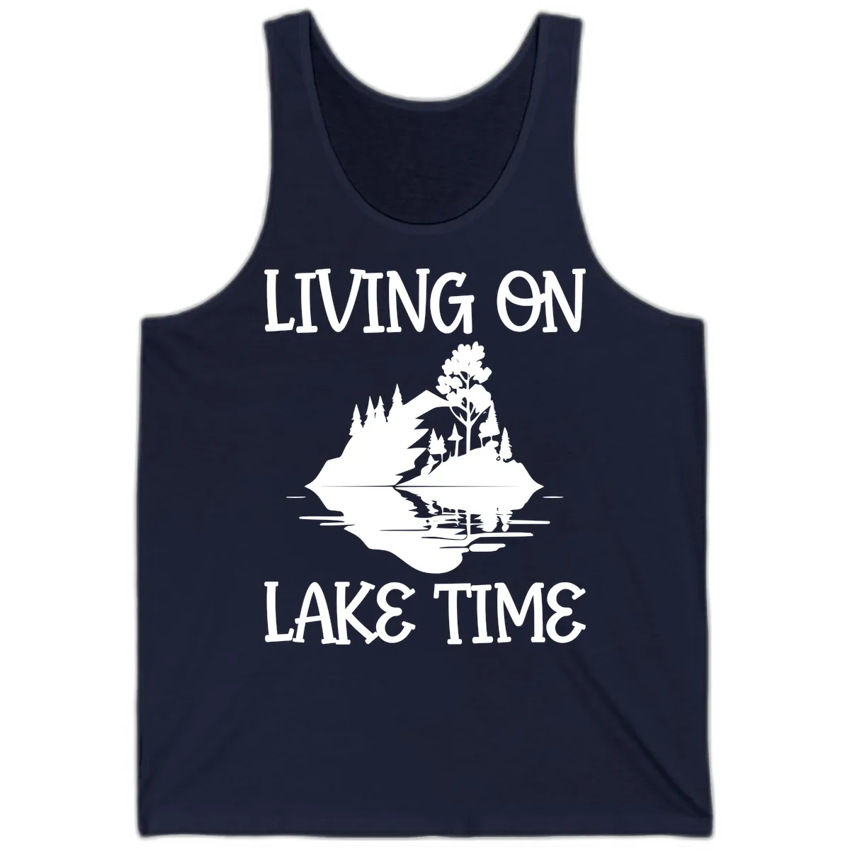Living On Lake Time Scenic Design Tank in Navy