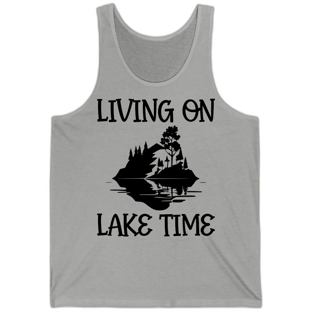 Living On Lake Time Scenic Design Tank in Athletic Heather
