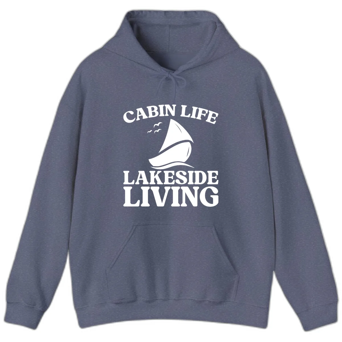Cabin Life Lakeside Living Hoodie in Heather Navy