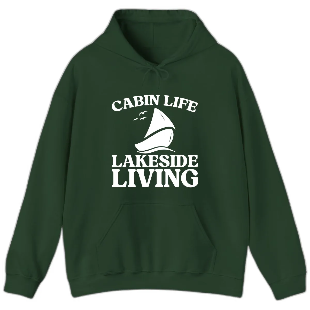 Cabin Life Lakeside Living Hoodie in Forest Green
