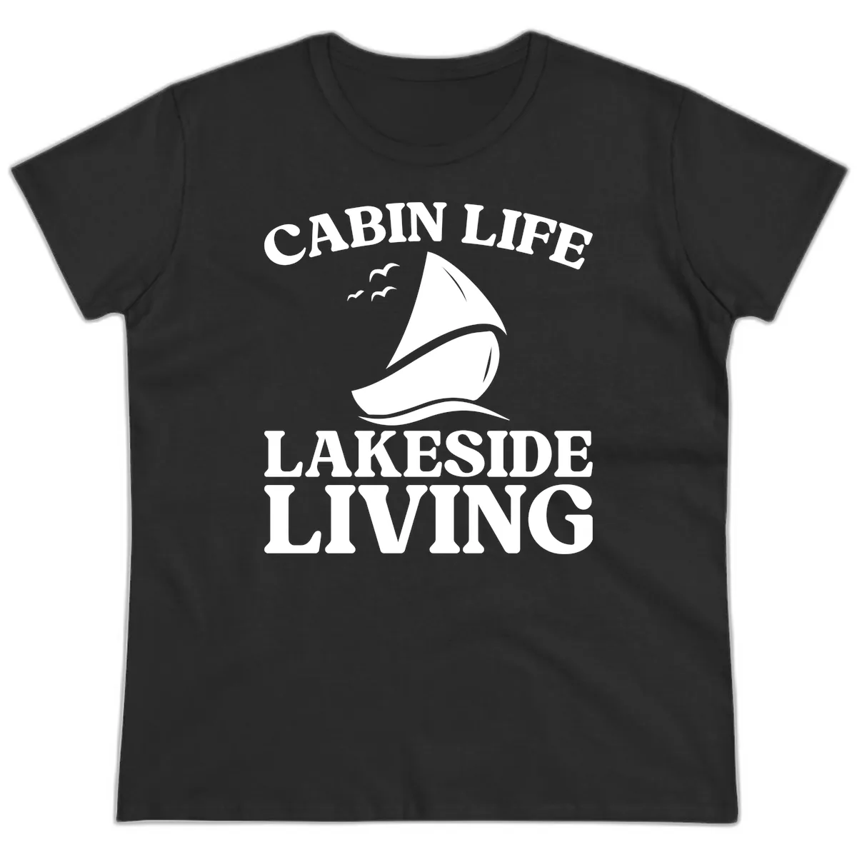 Cabin Life Lakeside Living Ladies Tee in Black
