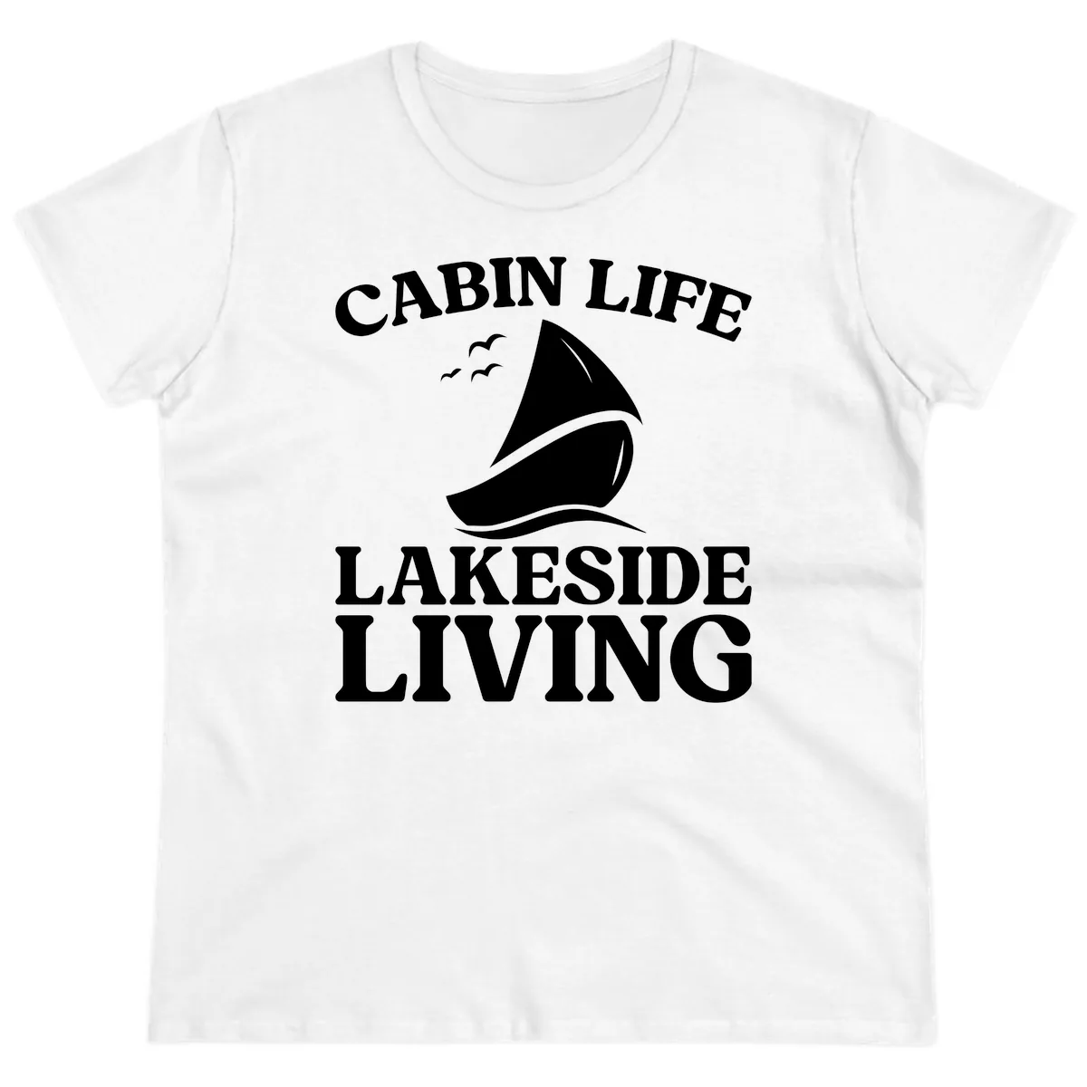 Cabin Life Lakeside Living Ladies Tee in White