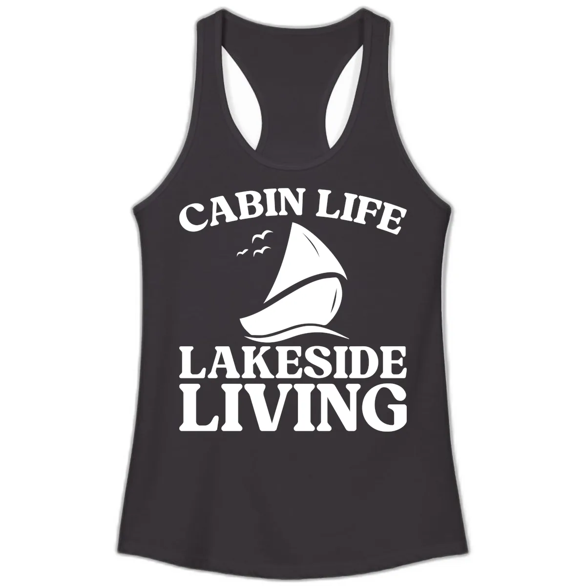 Cabin Life Lakeside Living Ladies Tank in Black