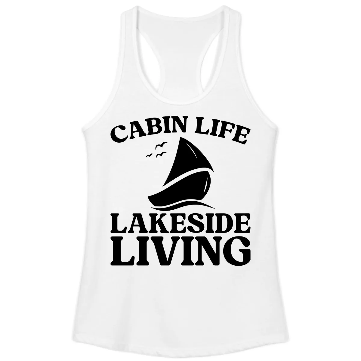 Cabin Life Lakeside Living Ladies Tank in White