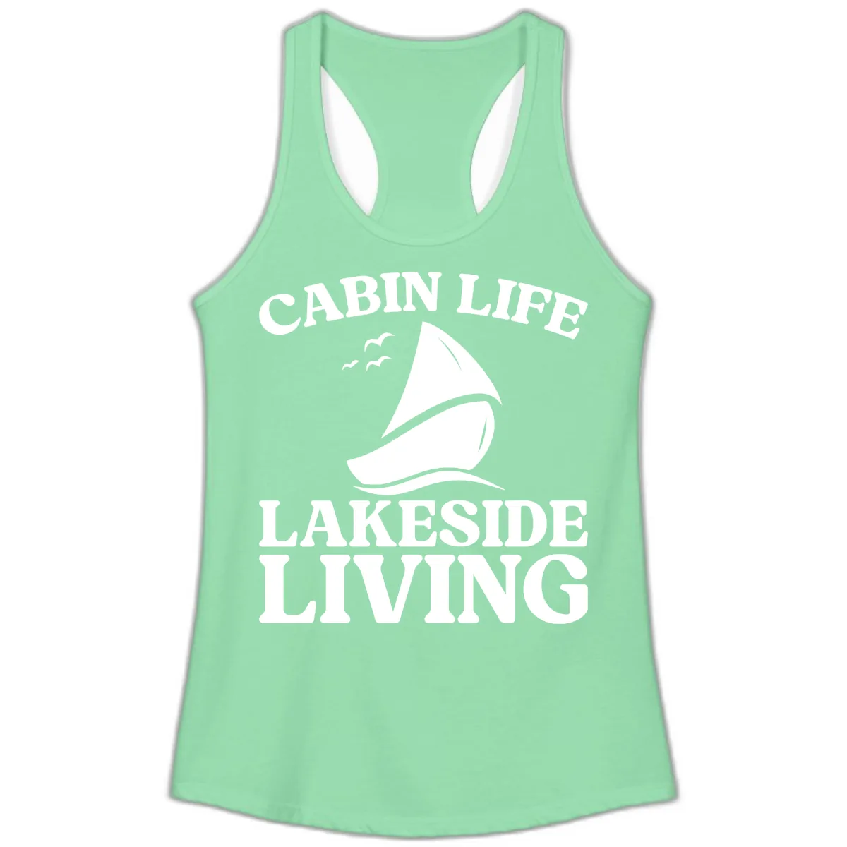 Cabin Life Lakeside Living Ladies Tank in Solid Mint