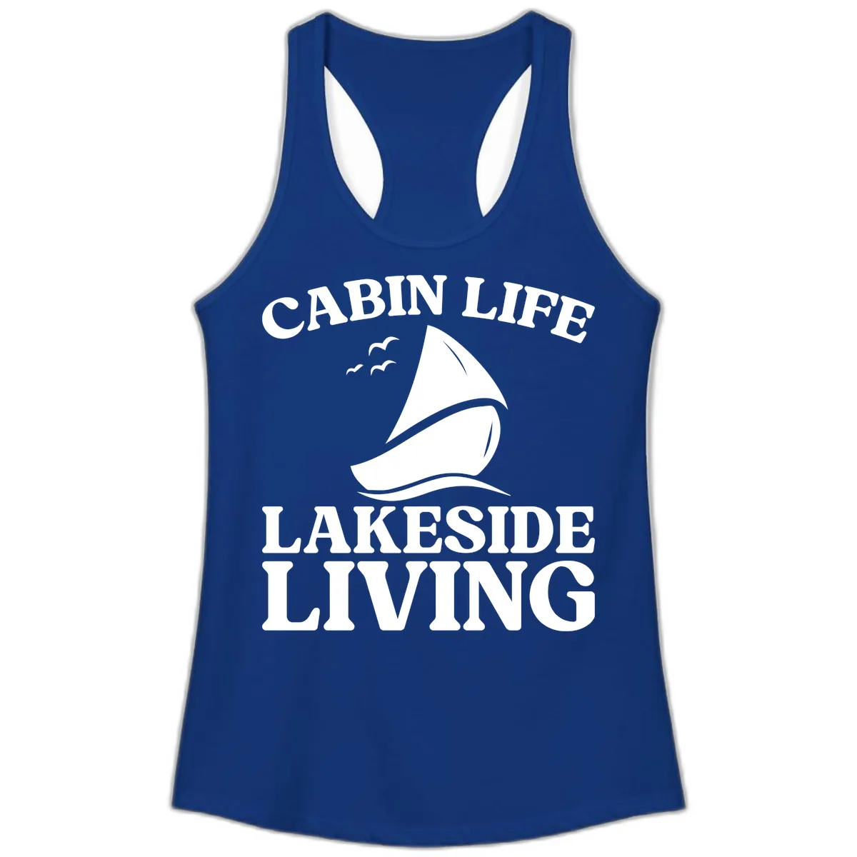 Cabin Life Lakeside Living Ladies Tank in Solid Royal