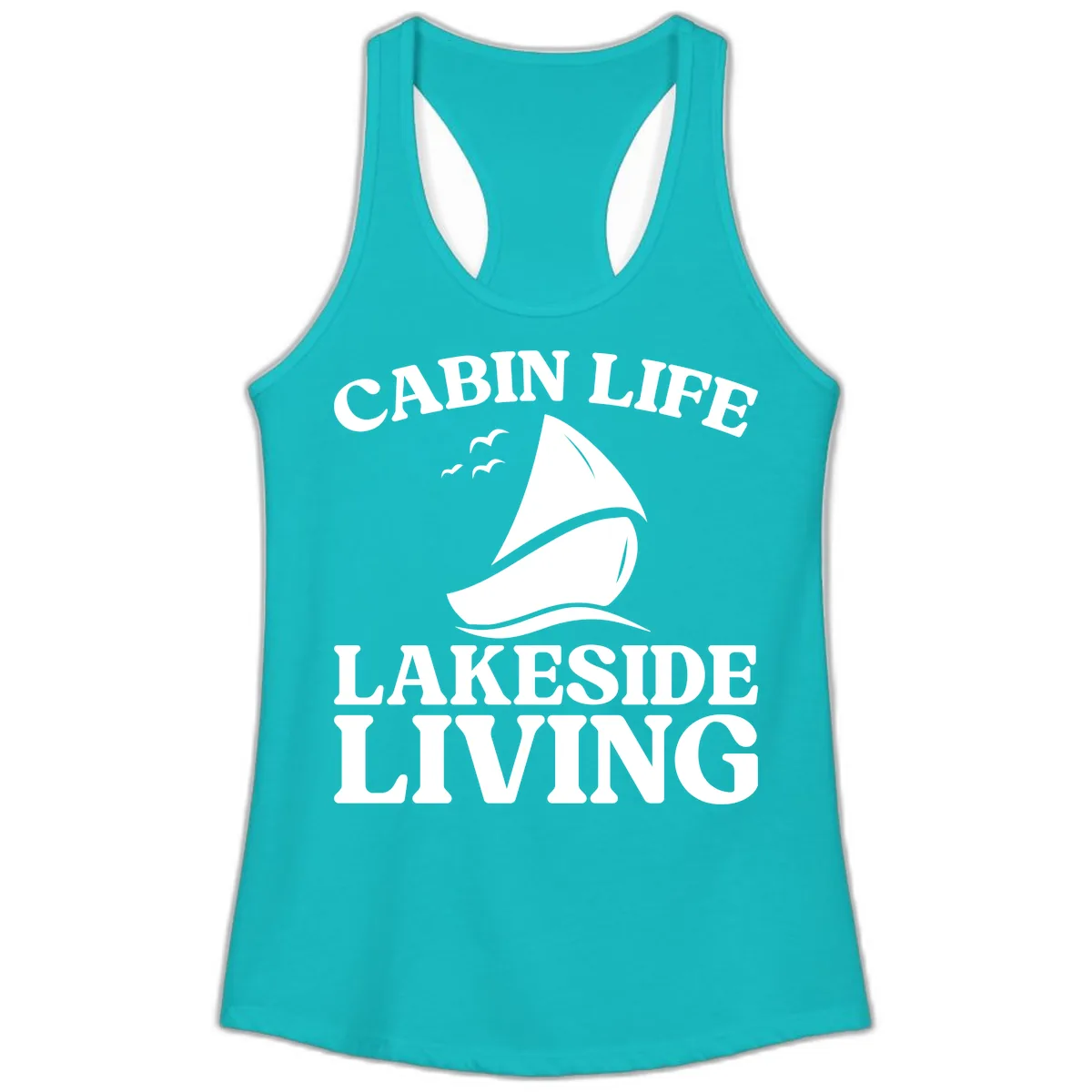 Cabin Life Lakeside Living Ladies Tank in Tahiti Blue