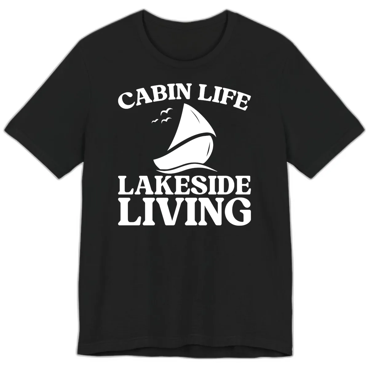 Cabin Life Lakeside Living Premium T-Shirt in Black