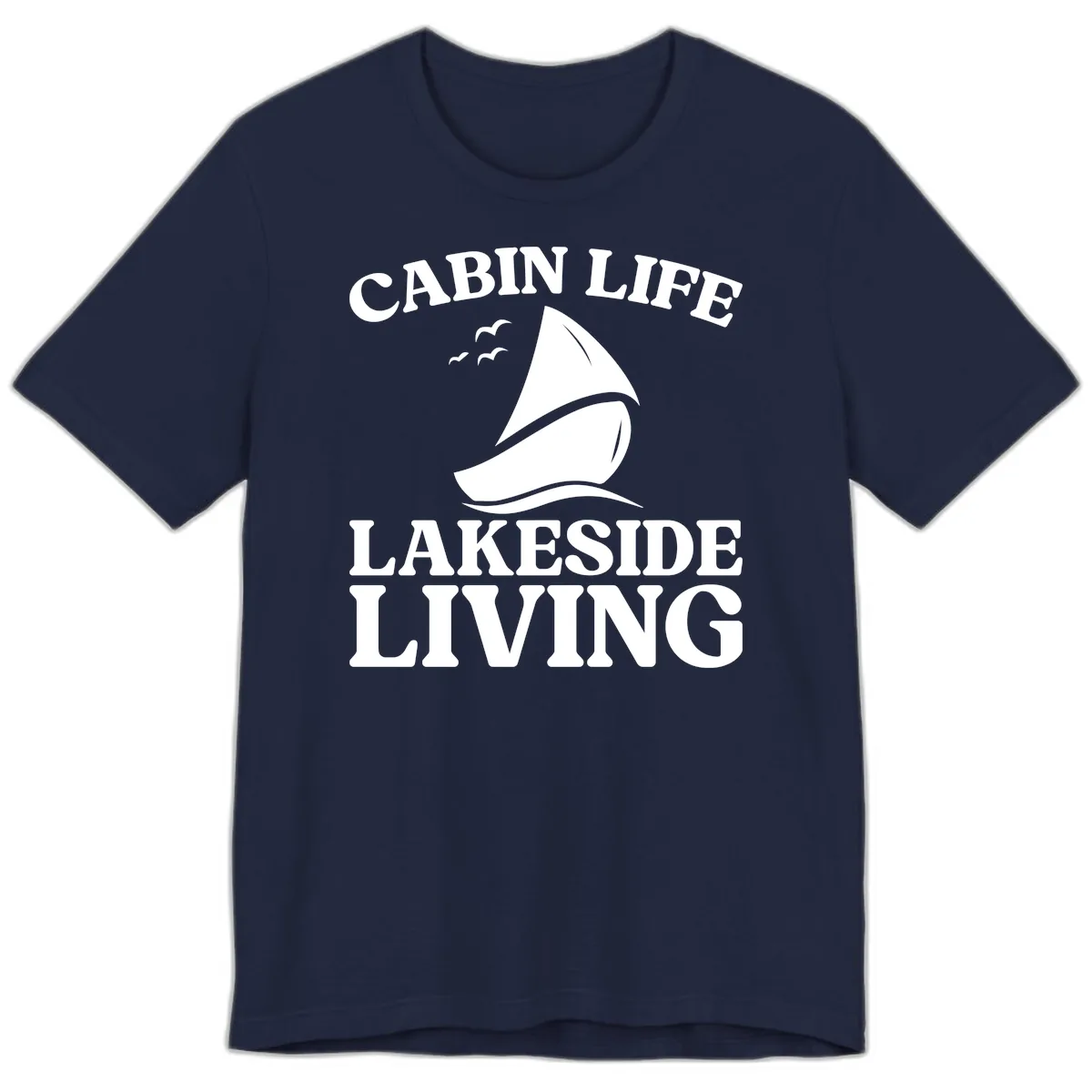 Cabin Life Lakeside Living Premium T-Shirt in Navy
