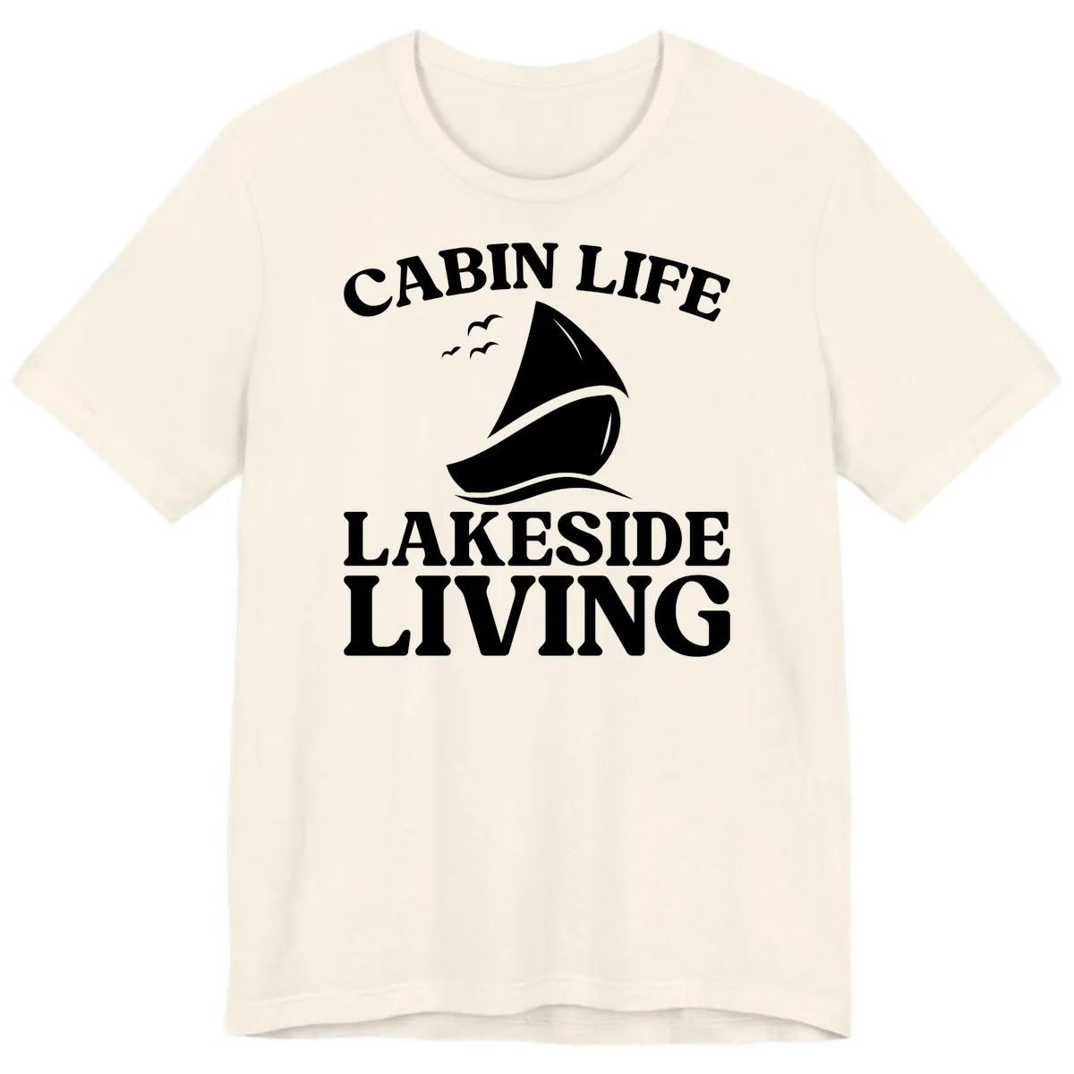Cabin Life Lakeside Living Premium T-Shirt in Natural
