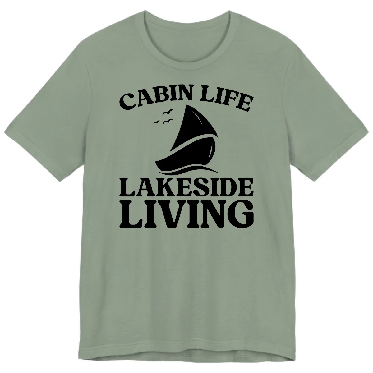 Cabin Life Lakeside Living Premium T-Shirt in Sage