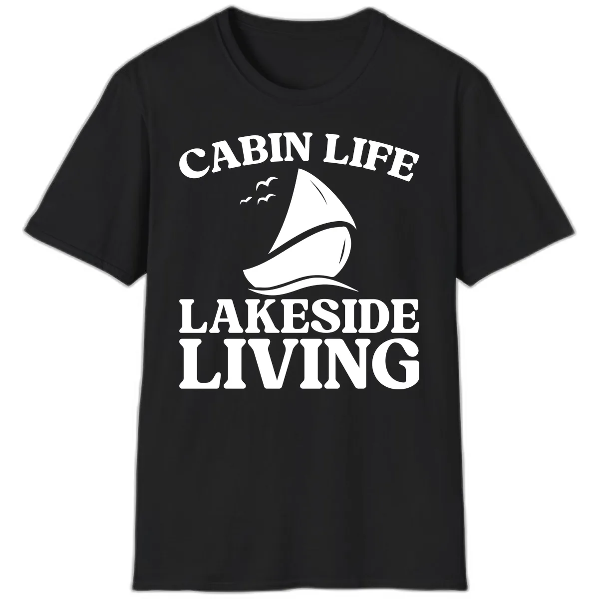 Cabin Life Lakeside Living T-Shirt in Black