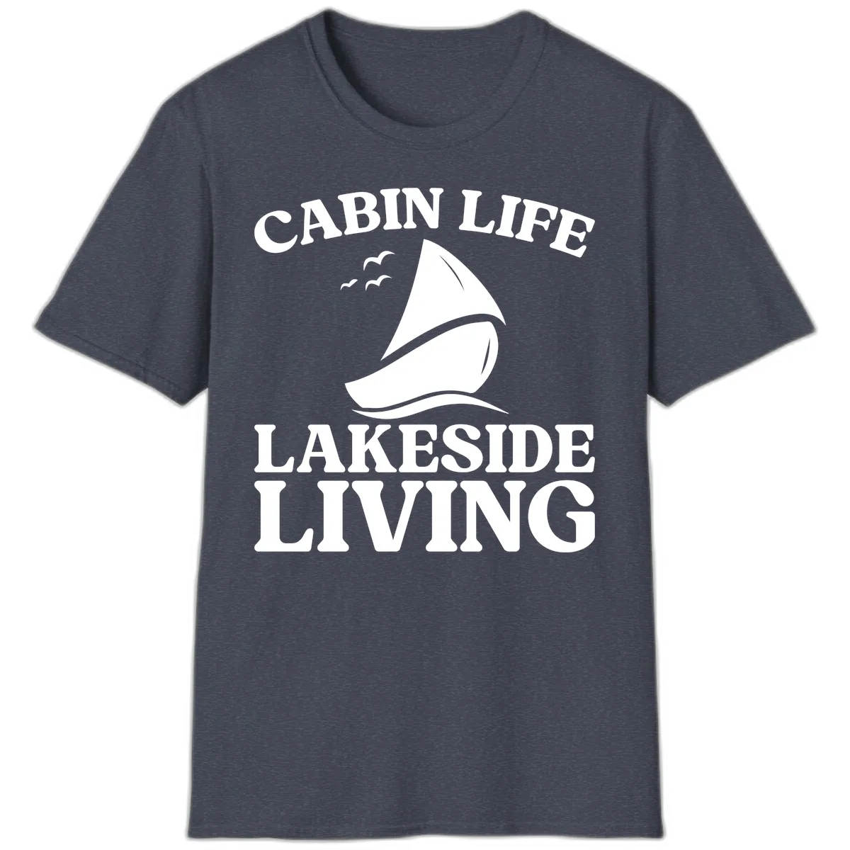 Cabin Life Lakeside Living T-Shirt in Heather Navy