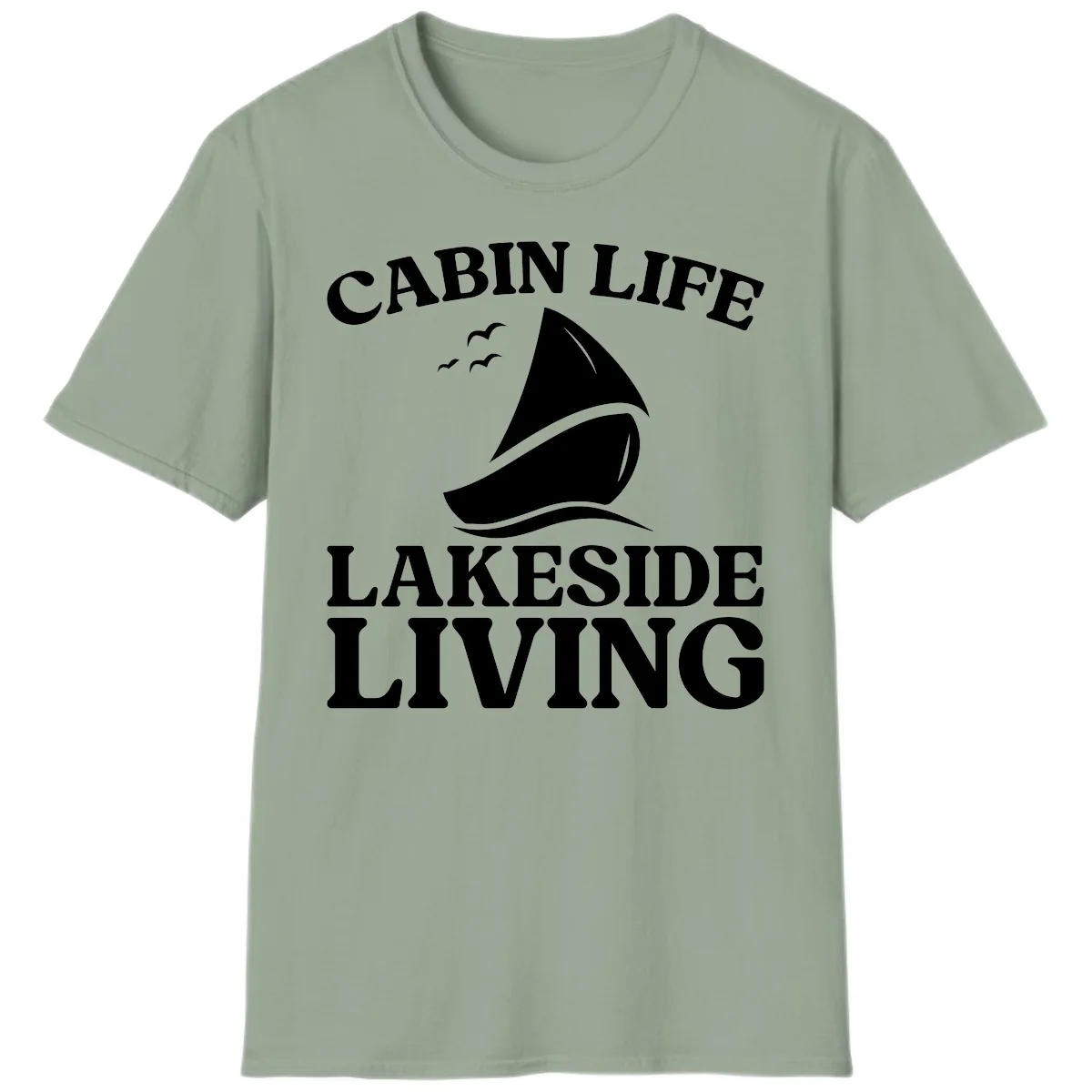 Cabin Life Lakeside Living T-Shirt in Sage