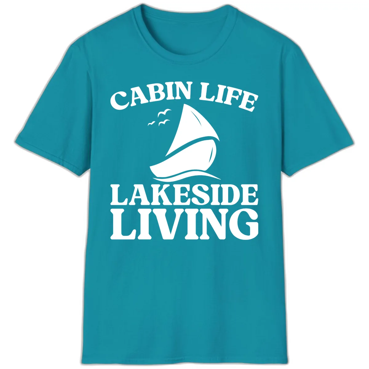 Cabin Life Lakeside Living T-Shirt in Tropical Blue