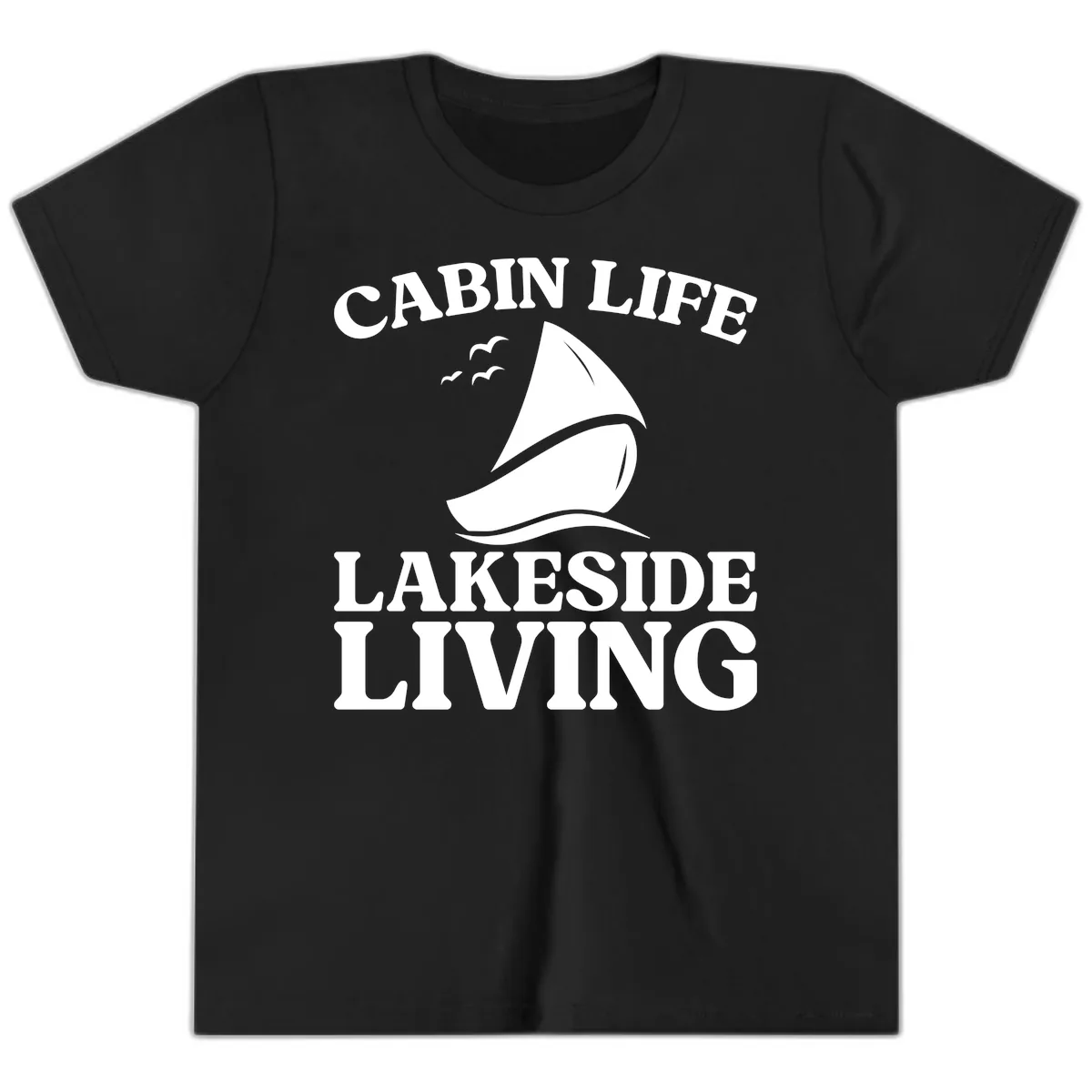 Cabin Life Lakeside Living Youth T-Shirt in Black