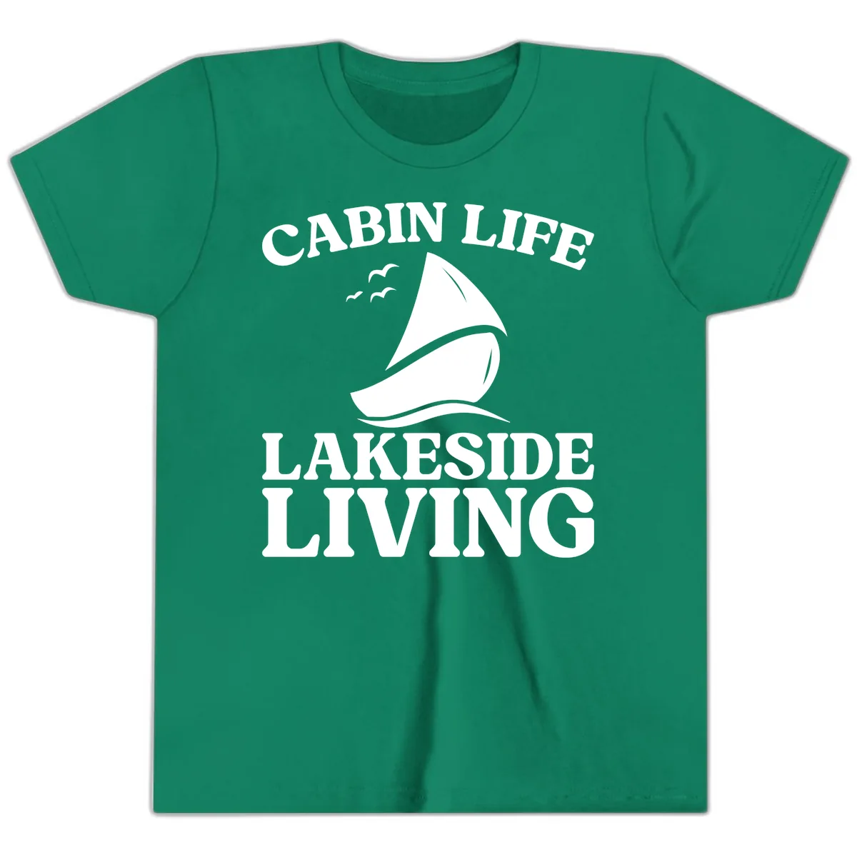 Cabin Life Lakeside Living Youth T-Shirt in Kelly