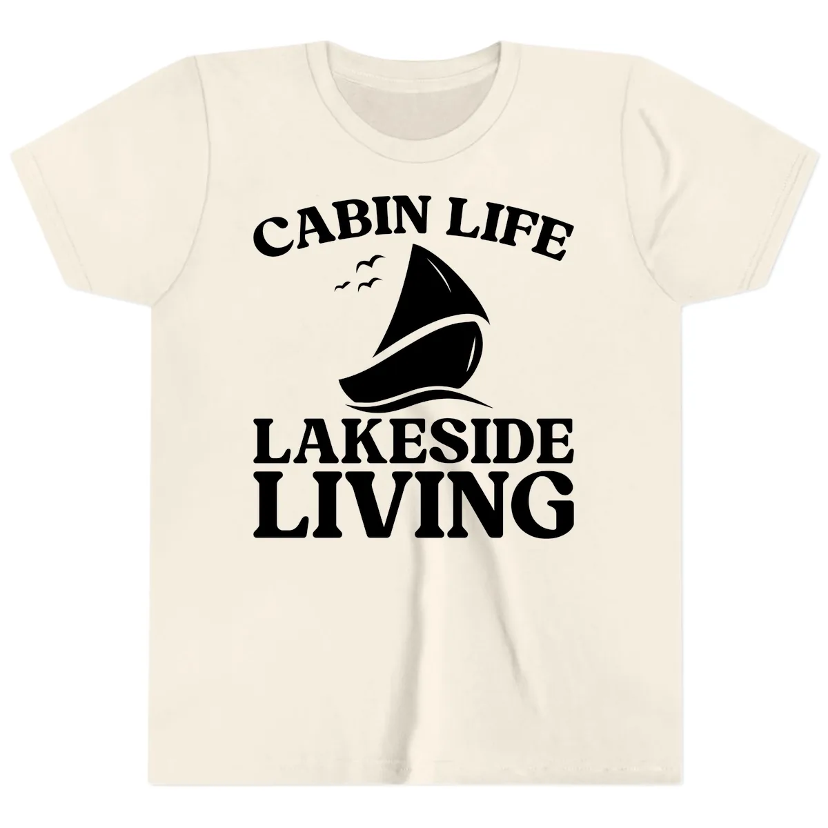 Cabin Life Lakeside Living Youth T-Shirt in Natural