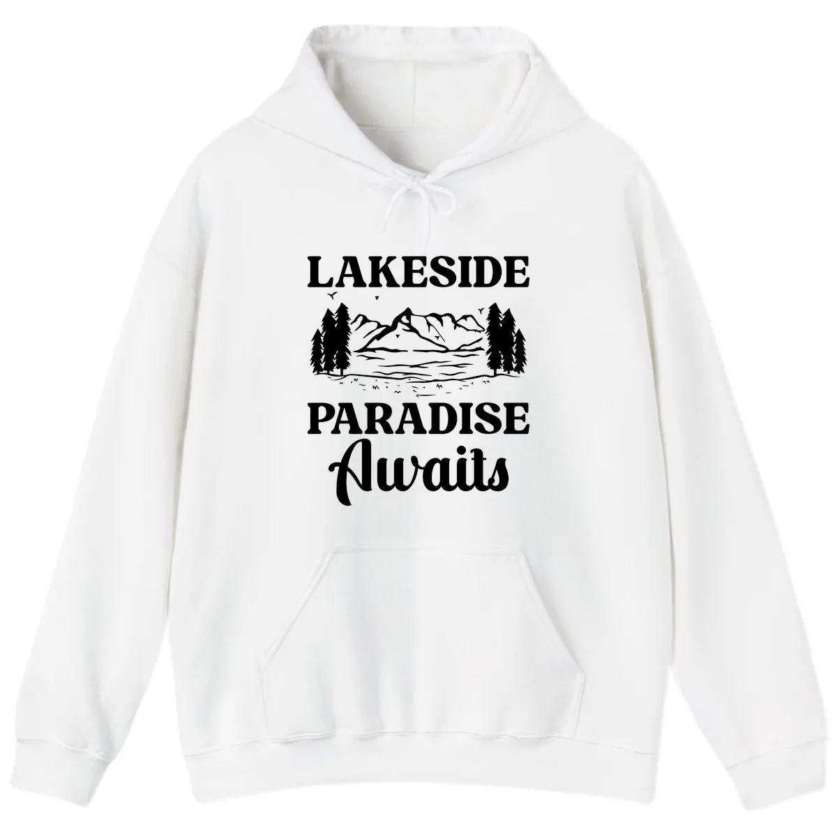 Lakeside Paradise Awaits Design Hoodie in White