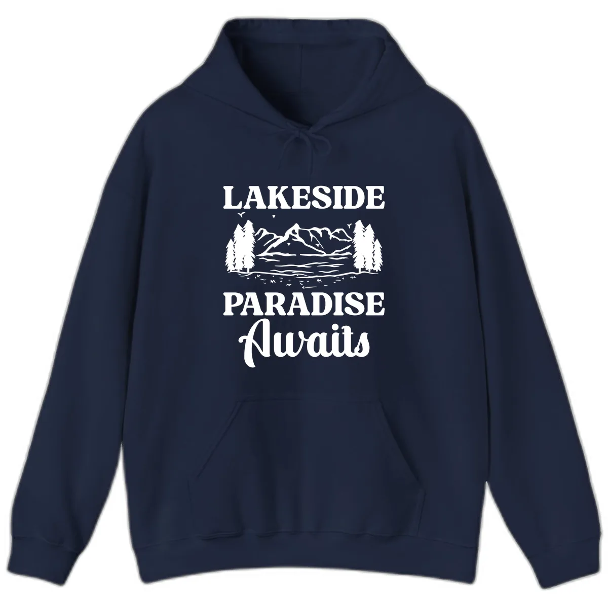 Lakeside Paradise Awaits Design Hoodie in Navy