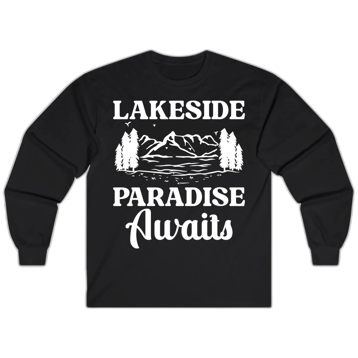 Lakeside Paradise Awaits Design Long Sleeve in Black
