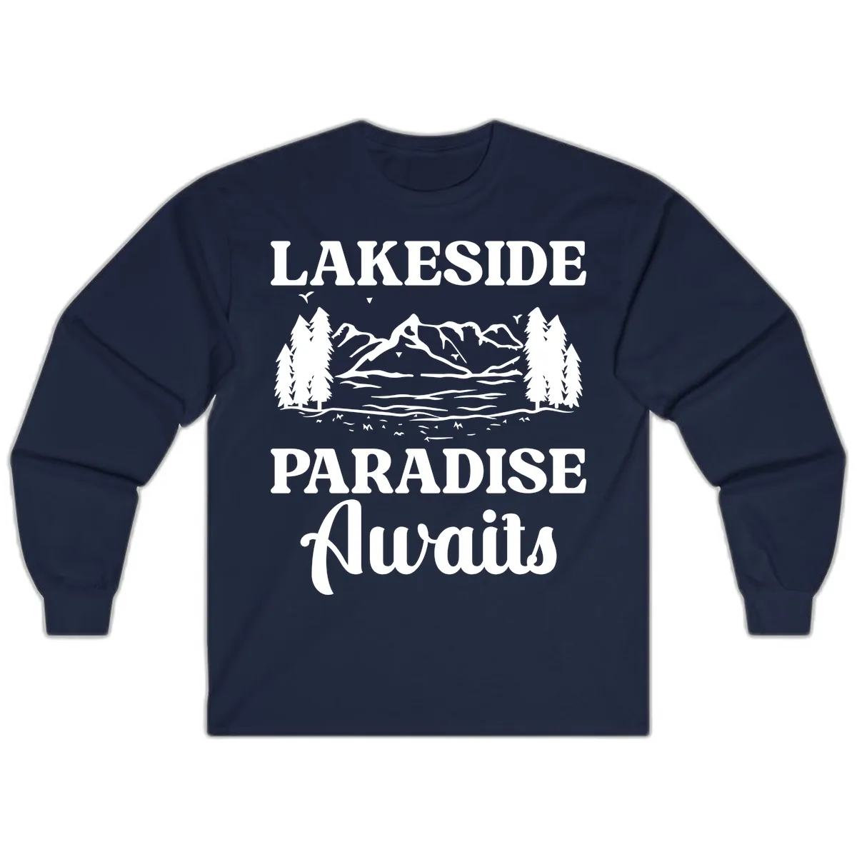 Lakeside Paradise Awaits Design Long Sleeve in Navy