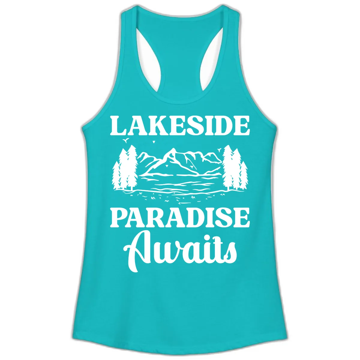 Lakeside Paradise Awaits Design Ladies Tank in Tahiti Blue