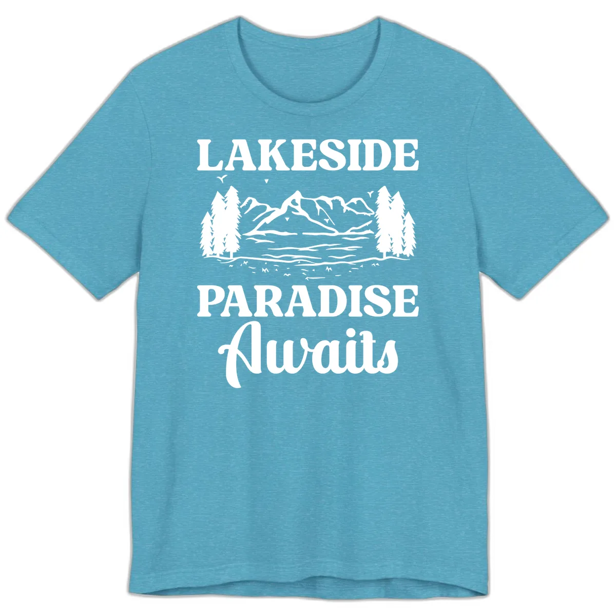 Lakeside Paradise Awaits Design Premium T-Shirt in Heather Aqua