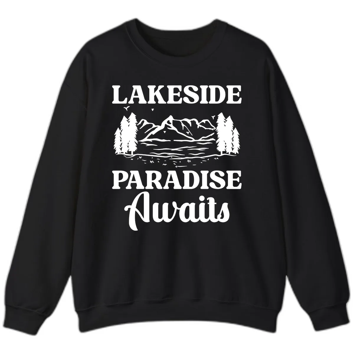 Lakeside Paradise Awaits Design Sweatshirt in Black