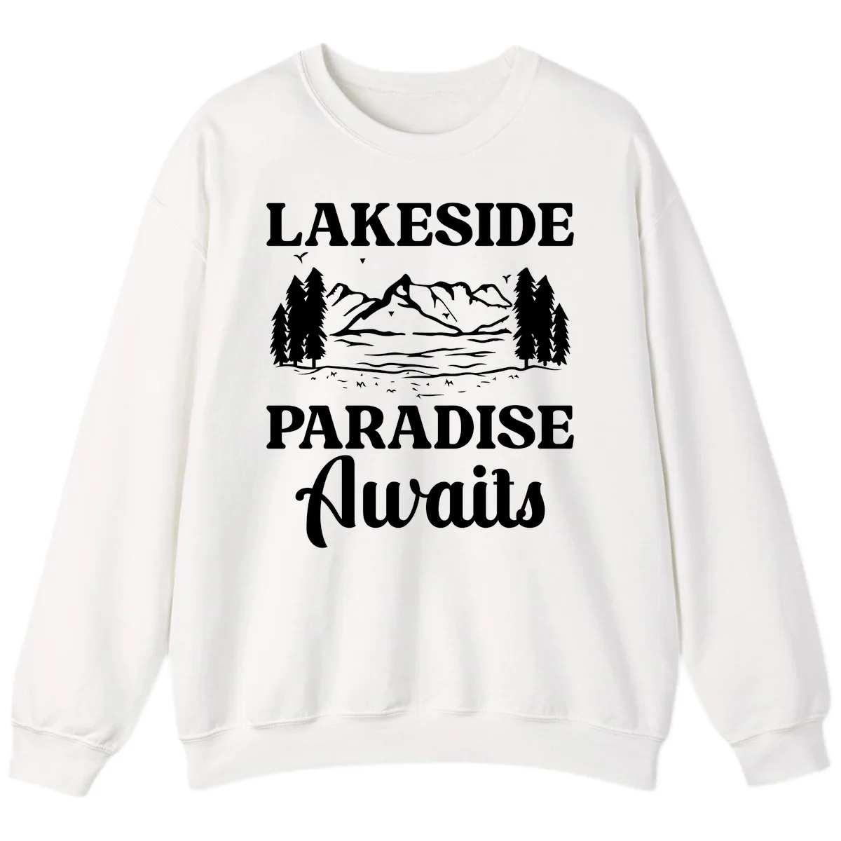 Lakeside Paradise Awaits Design Sweatshirt in White